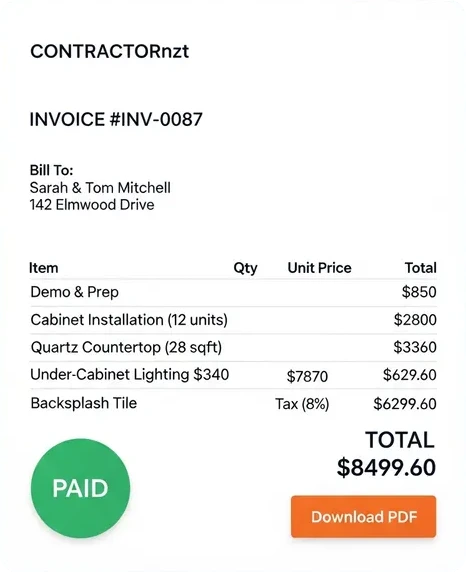 Create a professional invoice and share it with your customer.